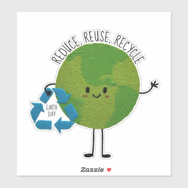 Reuse Reduce Recycle Earth Day Sticker (Sheet)