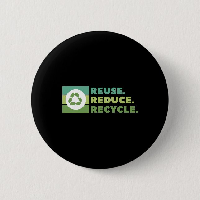 Reuse Reduce Recycle Environmental Activism  Button (Front)