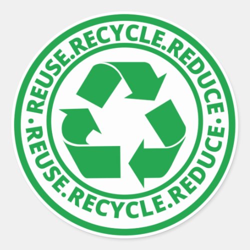 Reuse Reduce Recycle green Symbol  Classic Round Sticker