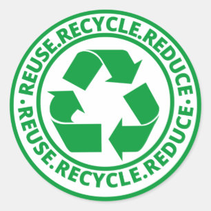 Reuse, Reduce, Recycle green Symbol Classic Round Sticker