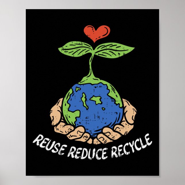 Reuse Reduce Recycle Save Earth Day Planet  Poster (Front)