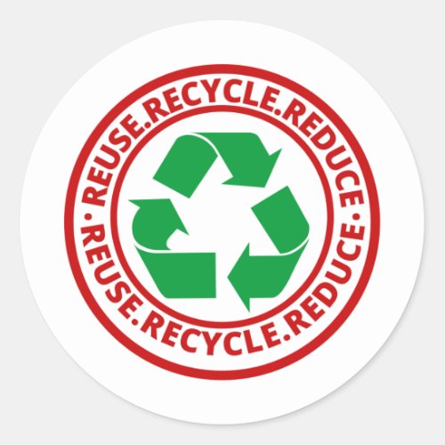 Reuse Reduce Recycle Symbol Classic Round Sticker