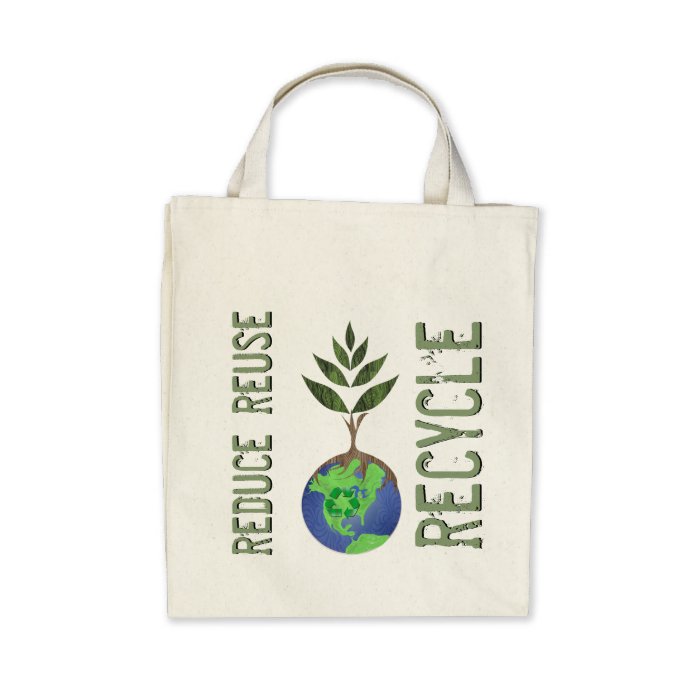 Reuse Reduce Recycle Tree Earth Globe Bags