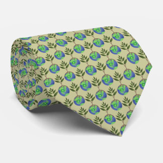 Reuse Reduce Recycle Tree Earth Globe Neck Tie