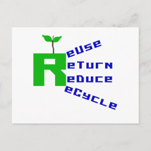 Reuse Return Reduce Recycle T-shirts and Gifts Postcard