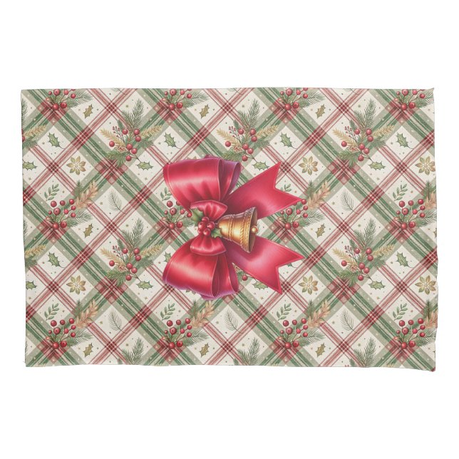 Reuseable Christmas Gift Wrap - Bag Plaid  Pillow Case (Front)