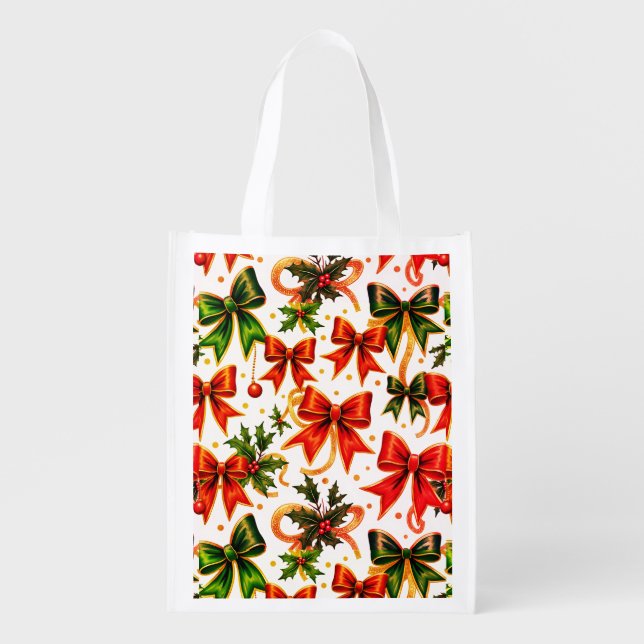Reuseable Christmas Grocery Tote Bag (Front)