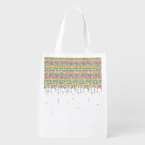 Reuseable Pixel Multi Coloured Print Reusable Grocery Bag