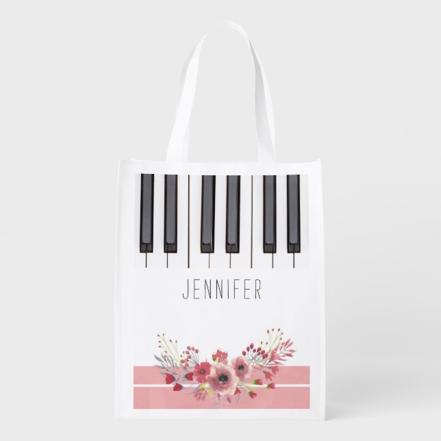 Reuseable Shopping Piano Music Tote Bags (Back)