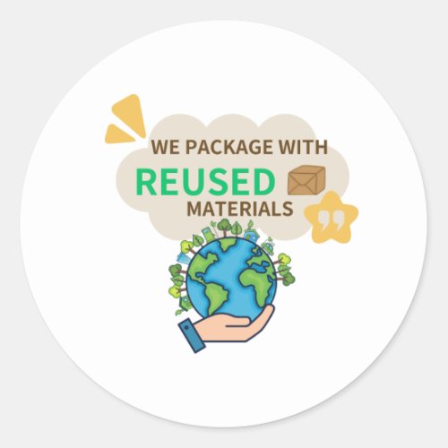 Reused Materials Recycled Packaging Round Sticker