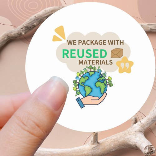 Reused Materials Recycled Packaging Round Sticker