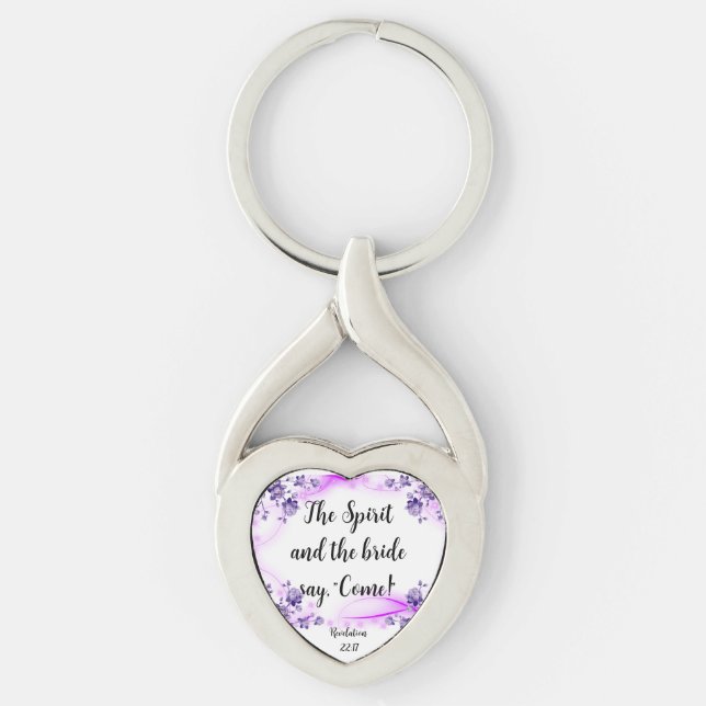 Rev. 22:17 Twisted Heart Metal Keychain (Front)