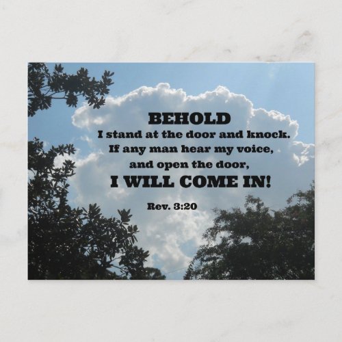 Rev 320 Behold I stand at the door and knock Postcard