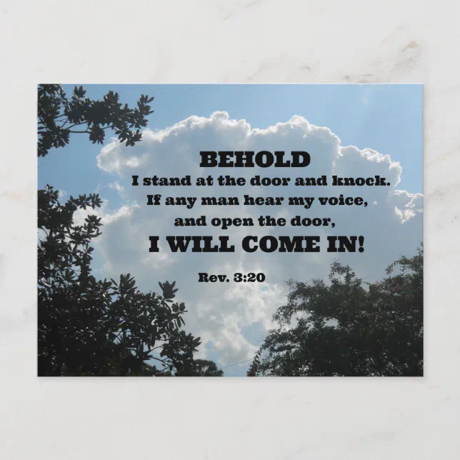 Rev. 3:20 Behold I stand at the door and knock... Postcard | Zazzle