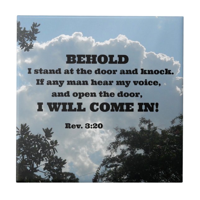 Rev. 3:20 Behold I stand at the door and knock... Tile (Front)