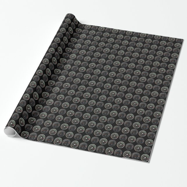 Rev counter from aircooled 911 and 356 car wrapping paper (Unrolled)