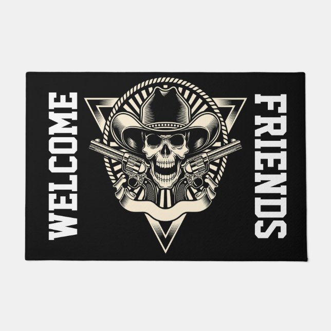 Rev Skull and Guns Doormat (Front)