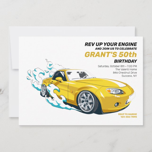 Rev Up Your Engine Birthday Invitation (Front)
