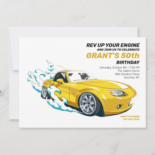 Rev Up Your Engine Birthday Invitation