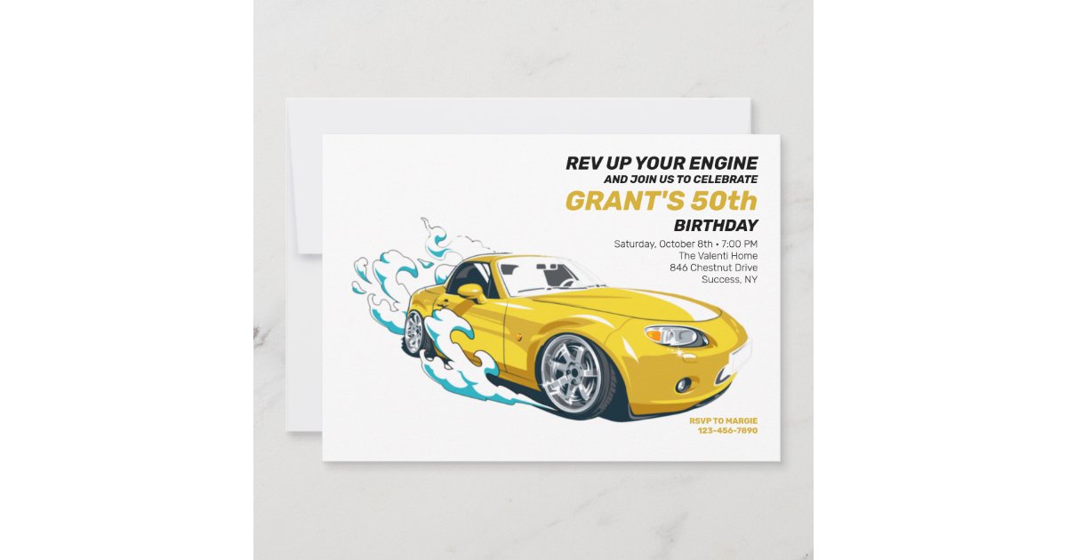 Rev Up Your Engine Birthday Invitation | Zazzle