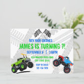 Rev Your Engines Monster Truck Birthday Invitation (Standing Front)