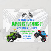 Rev Your Engines Monster Truck Birthday Invitation (Front/Back)