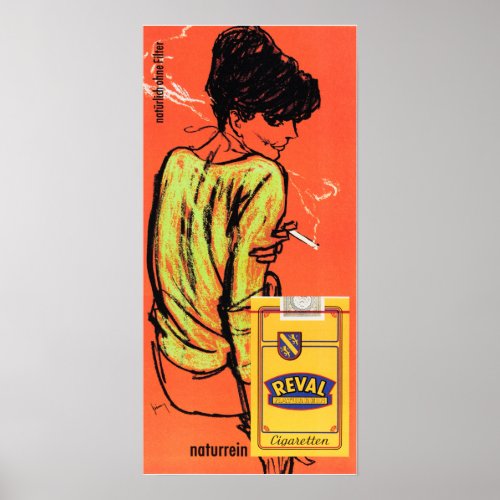 REVAL Naturrein Cigarets  Gerd Grimm German Ad Poster