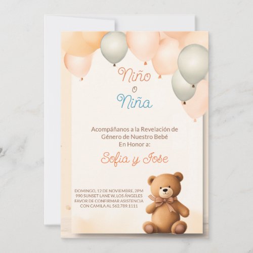 Revelacin De Genero _ Spanish Gender Reveal  Invitation