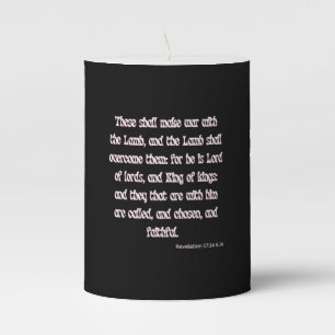 Revelation 17:14 KJV Bible Verse Pillar Candle