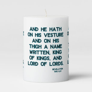 Revelation 19:16 KJV Bible Verse Pillar Candle
