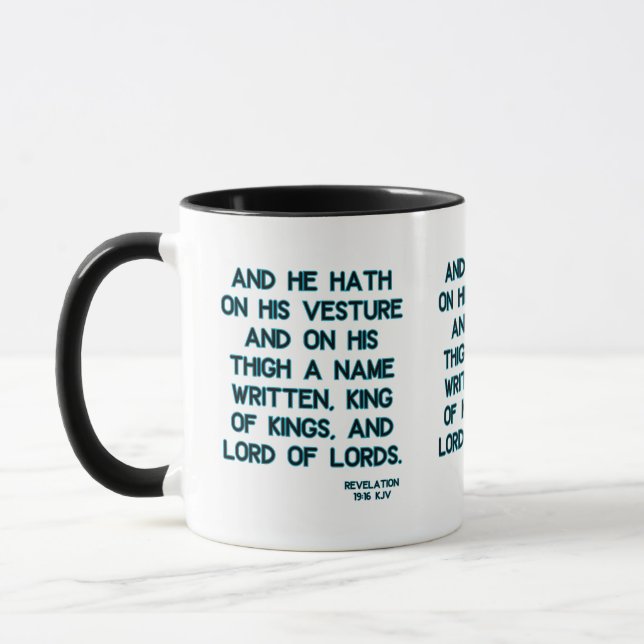 Revelation 19:16 KJV Bible Verse Two-Tone Mug (Left)