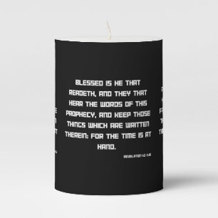 Revelation 1:3 KJV Bible Scripture Pillar Candle