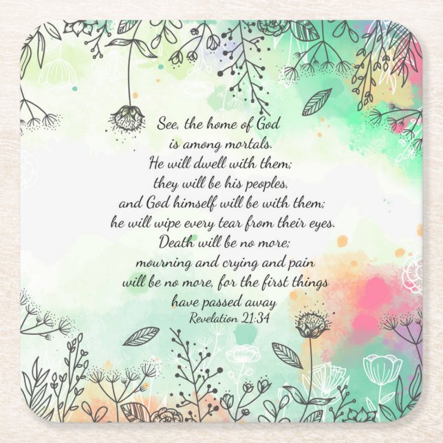 Revelation 21:34 square paper coaster (Front)