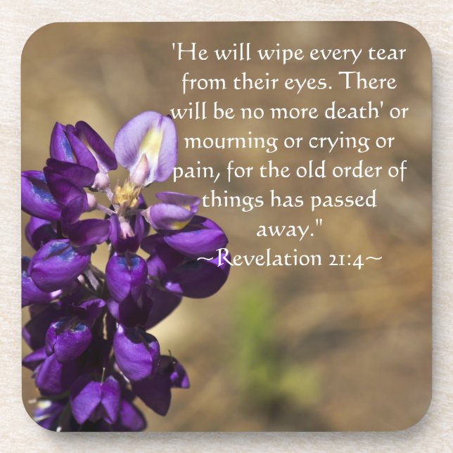 Revelation 21:4 beverage coaster (Front)