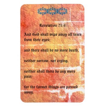 Revelation 21:4 Bronze Red Texture No Tears Magnet by PlasticMemories at Zazzle