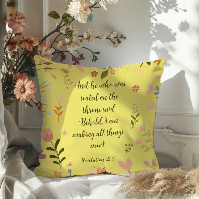 Revelation 21:4, Christian Teal Green Throw Pillow (Creator Uploaded)