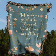 Revelation 21:5, Teal Floral Christian