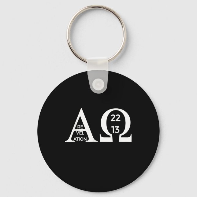 Revelation 2213 Alpha Omega T-Shirt Bible Christia Keychain (Front)