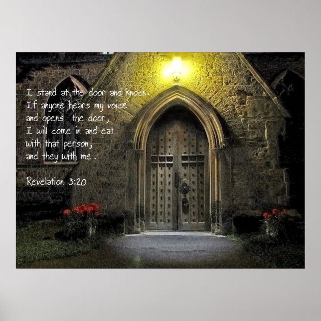 Revelation 3:20 Church Door Poster (Front)