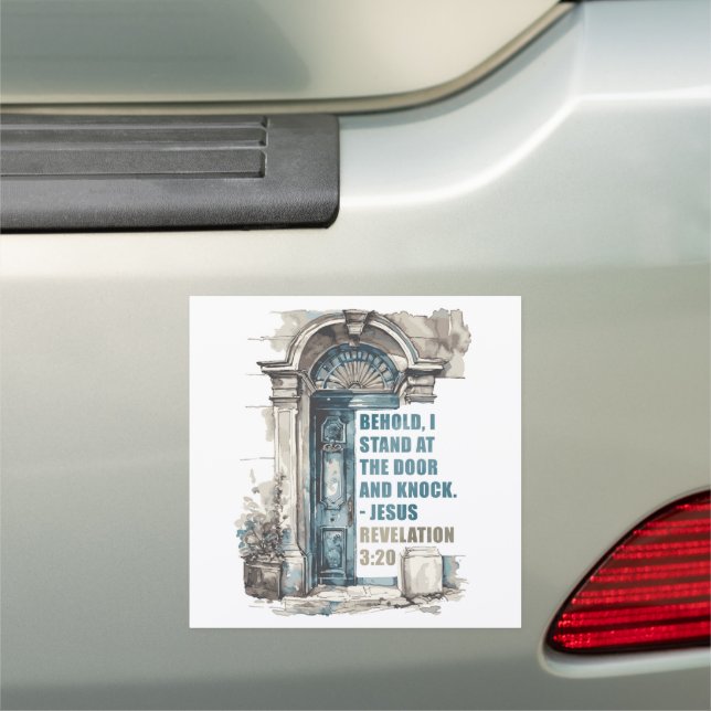 Revelation 3:20 I Stand at the Door and Knock  Car Magnet (In Situ)