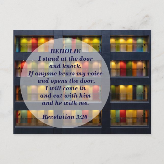 Revelation 3:20 The Door Bible Verse Memory Postcard (Front)