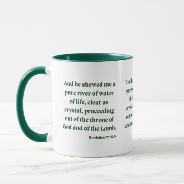 Revelations 22:1 KJV Bible Scripture Two-Tone Mug (Left)