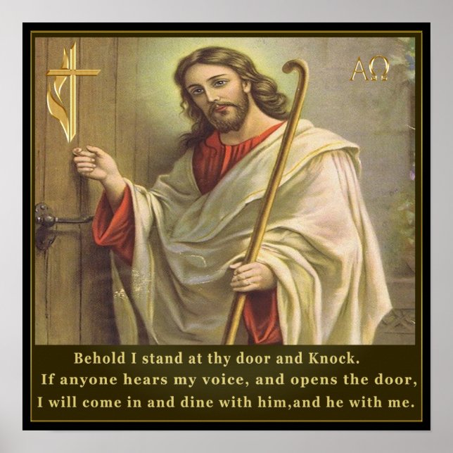 Revelations 3:20 behold I stand at the door  Poste Poster (Front)