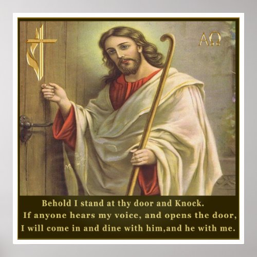 Revelations 320 behold I stand at the door  Poster
