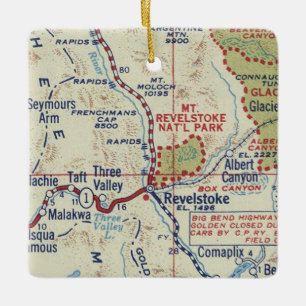 Revelstoke BC Vintage Map Ceramic Ornament