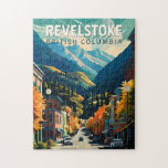 Revelstoke Canada Travel Art Vintage Jigsaw Puzzle<br><div class="desc">Revelstoke retro vector travel design. Revelstoke is a city in southeastern British Columbia,  Canada known for Mt Revelstoke National Park.</div>