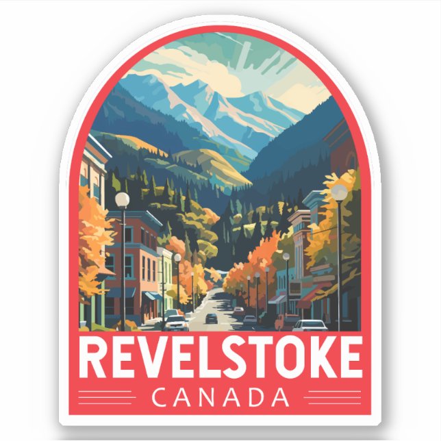 Revelstoke Canada Travel Art Vintage Sticker (Front)