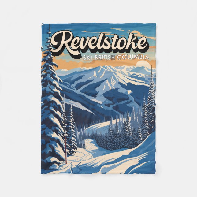 Revelstoke Canada Winter Vintage Fleece Blanket (Front)
