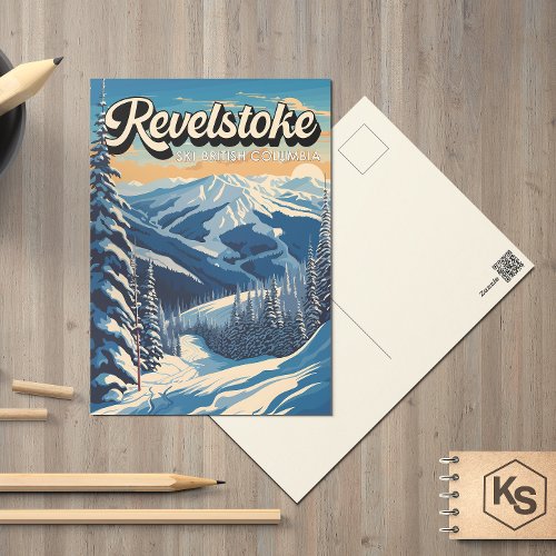 Revelstoke Canada Winter Vintage Postcard