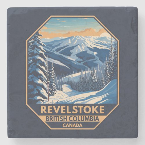 Revelstoke Canada Winter Vintage Stone Coaster